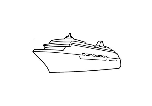 Luxury Cruiseship Vector Line Art for Maritime Travel Design