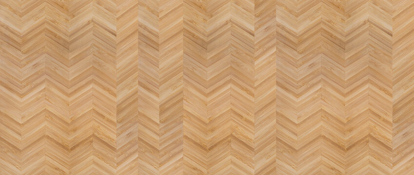 Wood seamless texture parquet floor pattern top view. Wooden light brown herringbone panel wallpaper design. 