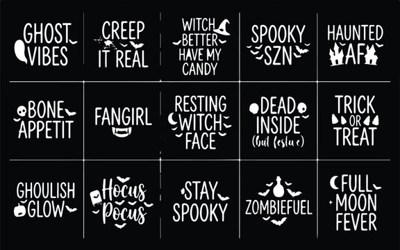 Halloween vector bundle 15 spooky designs for halloween decor and crafts