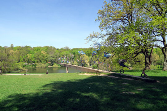 Szczecin, Poland. Jan Kasprowicz Park, on a natural slope by Lake Rusałka, is the biggest urban park in Szczecin.