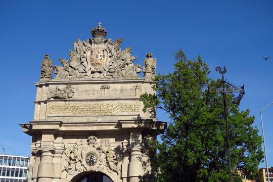 Szczecin, Poland.  The Port Gate (Polish: Brama Portowa w Szczecinie) also known as Berliner Tor (Berlin Gate) &ndash; one of the city gates, built in the Baroque style in 1725&ndash;1727