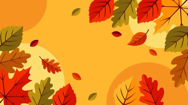 Warm autumn background featuring colorful falling leaves, soft seasonal tones, and spacious copy space. Perfect for fall promotions, Thanksgiving, harvest themes, greetings, presentations, and nature 