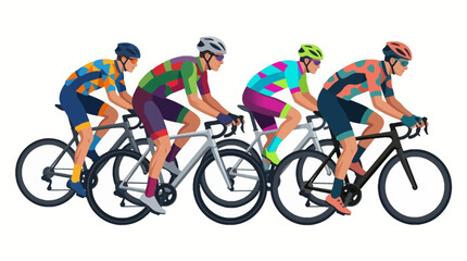 Fototapeta premium Professional cyclists in colorful gear racing in a peloton