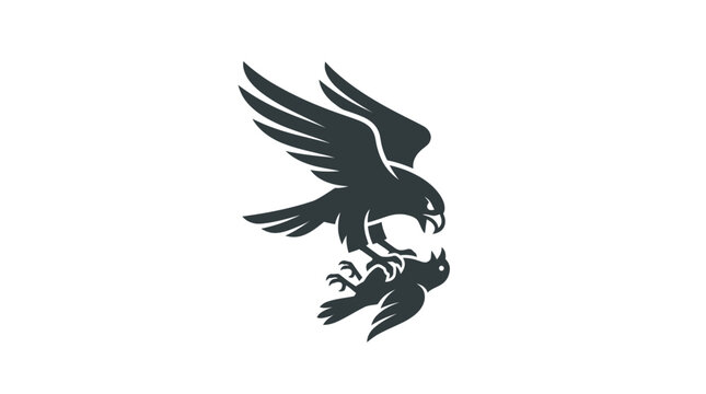 Black eagle in flight descending.