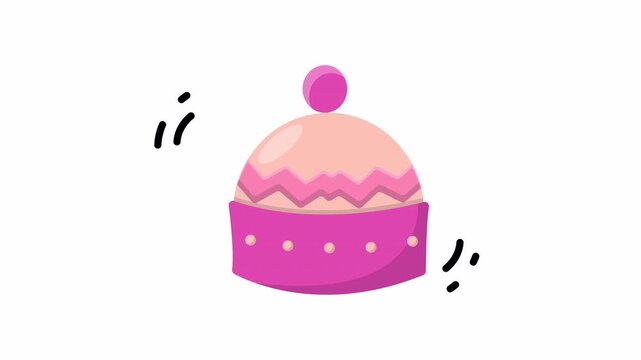 Pink beanie hat with knitted pattern and pompom for winter. Cozy headwear suitable for cold weather fashion and warmth.