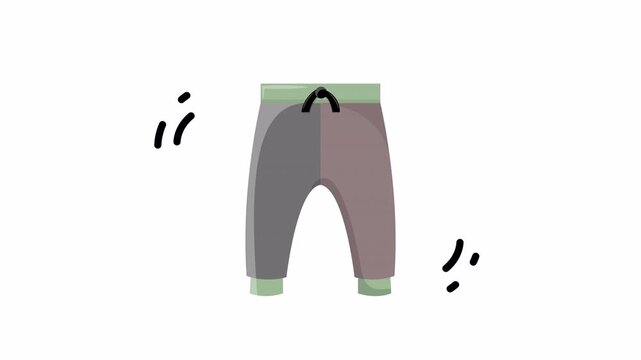 Two tone children pants with green elastic waistband in gray and brown fabric. Ideal for kids clothing fashion designs.