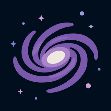 Spiral Galaxy in Outer Space Flat Vector Illustration