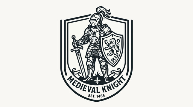 Medieval Knight Warrior Emblem Badge Illustration