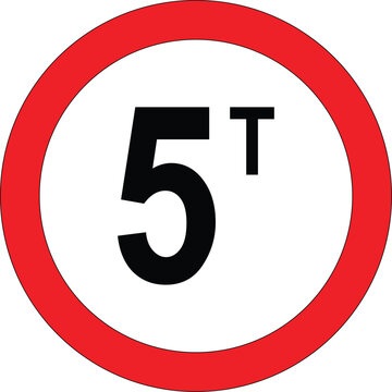 Vehicle Weight Limit 5 t Traffic Road Sign No Background Icon