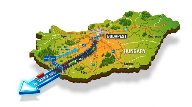 Hungary M7 highway leading towards Zagreb Croatia
