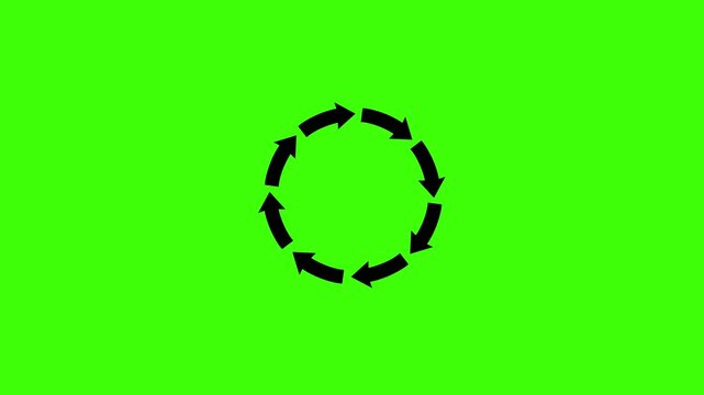 Rotating Circular Arrow Icon Animation on Green Screen