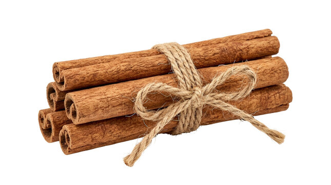 Bundle of cinnamon sticks tied with twine.