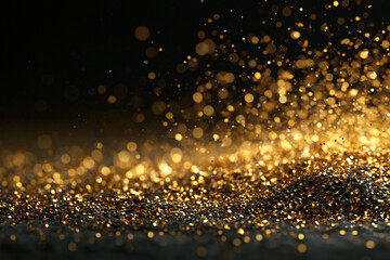 Fototapeta premium Luxury gold glitter and sparkle bokeh on black background