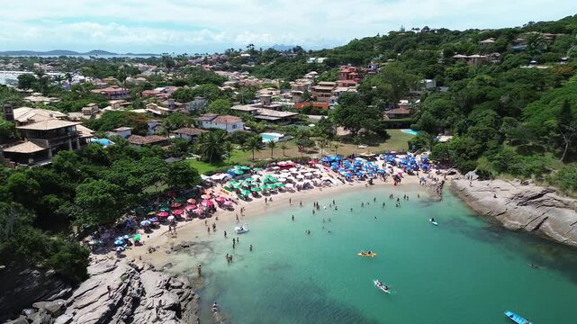 4K Drone Footage &ndash; Aerial Zoom In to Ferradurinha Beach, B&uacute;zios, Rio de Janeiro, Brazil