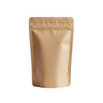 Brown paper pouch isolated on transparent background