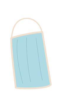Simple flat medicine mask donate aid. Clean healthcare kit as basic hospital tool. Minimal blue and white color and healthy concept, emergency support theme for charity help humanitarian care
