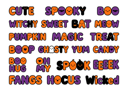 Halloween cute spooky boo words pumpkin magic treats