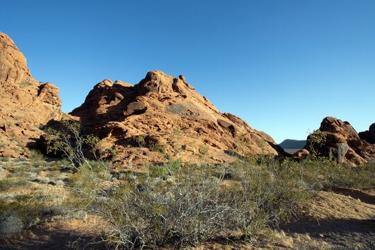 Iconic Red Aztec sandstone formations abound at Valley of Fire State Park in Nevada
