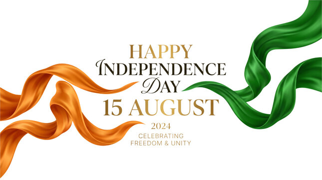 Happy independence day 15 august 2024 celebrating freedom and unity isolated on transparent background