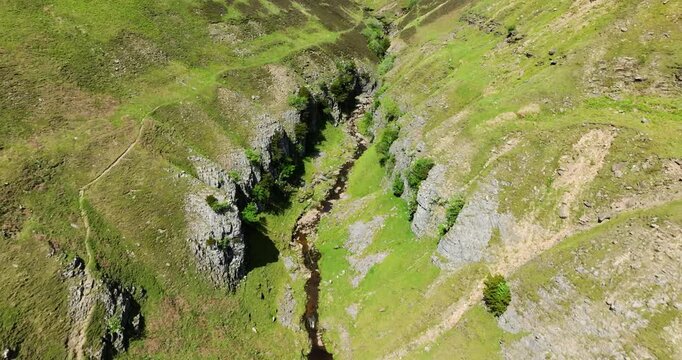 Flying over Swinner Gill in Swaledale
