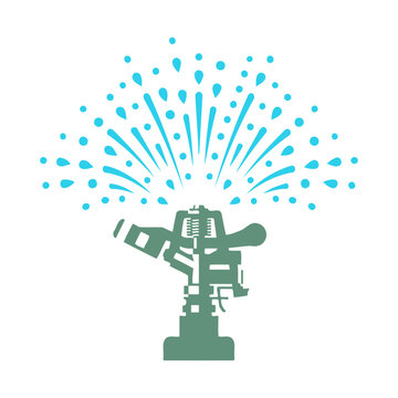 Automatic Agricultural Irrigation Sprinkler System Spraying Water Icon Design