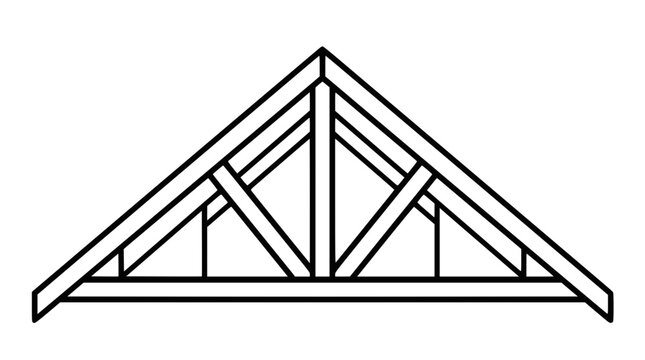 Roof Truss Structure Vector Graphic: Triangular Framework for Building Support