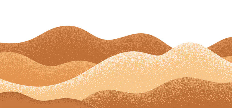 Sand Desert Dune Wave Pattern. Abstract Vector Grain Sea Landscape Background. Noise Mountain Illustration. Stippled Desert Sand Texture. Beach Dune Wavy Gradation. Gold Hill Landscape Bg.