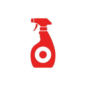 Red spray bottle icon with trigger and circular label.