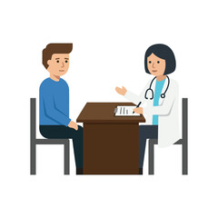 Fototapeta premium Doctor consulting with patient at desk, medical consultation, healthcare, conversation