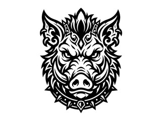 Obraz premium Wild Boar Head Tattoo Style Vector Art