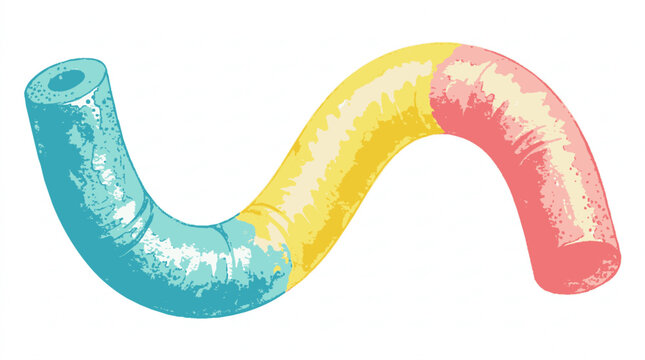 Multicolor flexible foam pool noodle illustration in watercolor art style