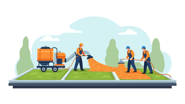 Professional Hydroseeding and Lawn Maintenance Illustration