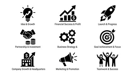 Fototapeta premium Business Growth and Development Icons.