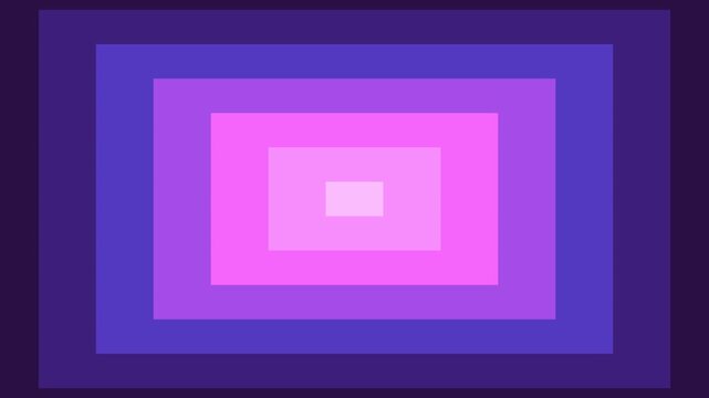 A series of nested purple and pink rectangular layers creates a soft, glowing tunnel effect against a dark background.