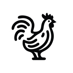 Stylized black line art rooster icon on white background © nfdesign