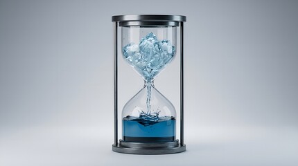 Fototapeta premium Global Warming Concept with Melting Ice Glaciers inside an Hourglass Symbolizing Limited Time to Act