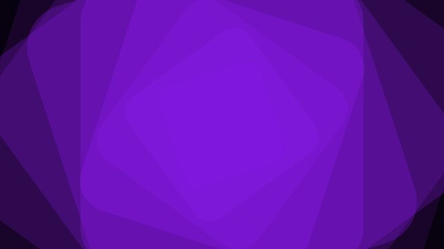 An abstract geometric pattern of overlapping purple squares creates a hypnotic, layered effect with a gradient of light to dark shades on a black background.