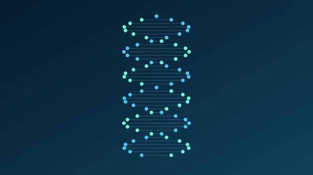 Animated dna helix structure with digital data nodes and science technology animation 4k background genetics