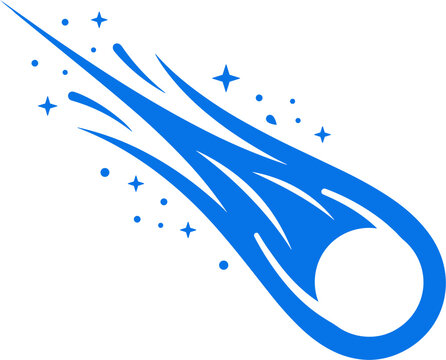 Blue comet icon with sparkles