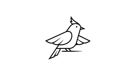 Minimalist bird line art icon with crest. © klx