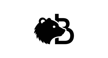 Minimalist black bear head and letter B logo design. © klx