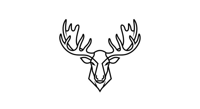 Minimalist black line art deer head logo icon.