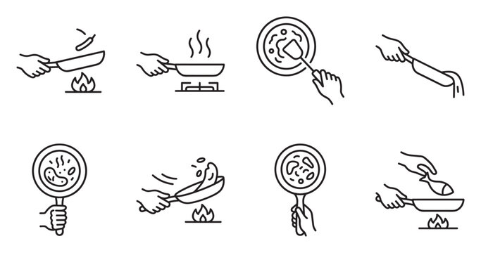 Cooking icons set outline set of culinary illustrations for restaurant menu cooking website.