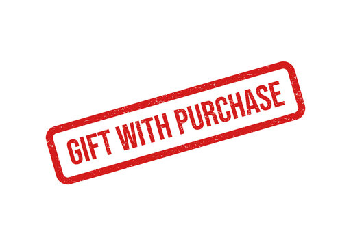 Gift with purchase red stamp badge isolated on transparent background