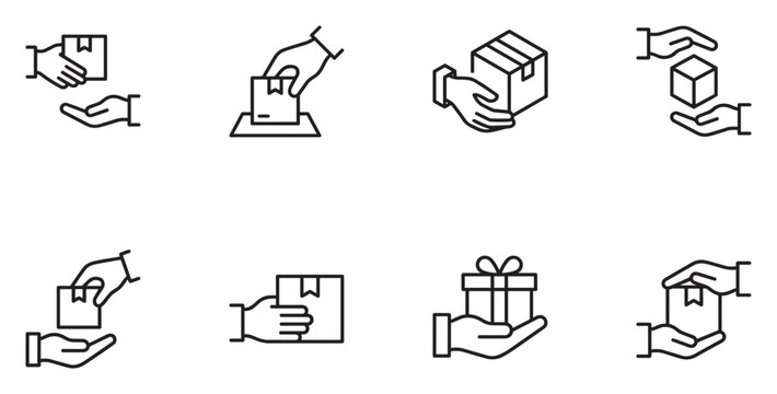 Hands receiving package delivery gesture parcel service business commerce logistics concept.