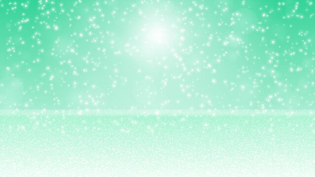Procedural art of falling snowflakes in the morning with mint magic color scanery
