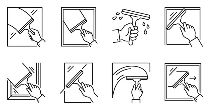 Window cleaning squeegee set for streak free glass cleaning illustration.