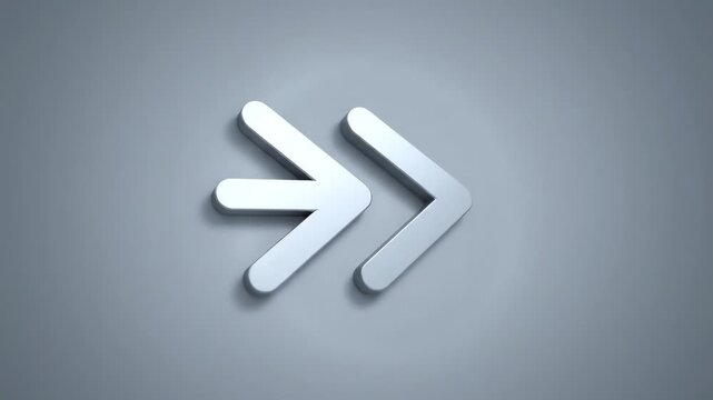 Sleek, metallic right-pointing double arrow on a cool gray background