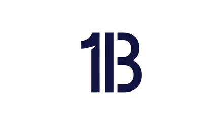 Minimalist dark blue monogram logo with 1 and B © joko