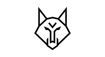 Minimalist geometric wolf head logo icon. © kaninss